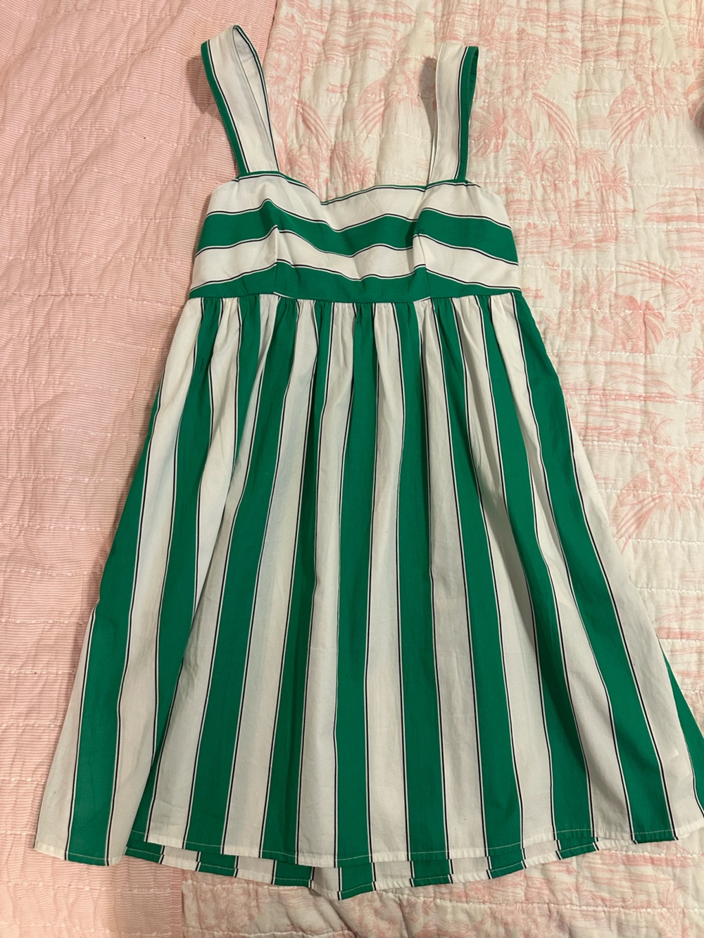 Green and White Striped Sun/Babydoll Dress